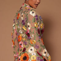 Celena Embroidered Jacket - Nude/combo