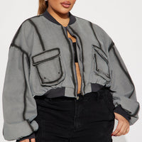 Expose The Fakes Washed Bomber - Grey/combo