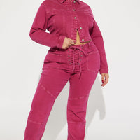 Oasis Stretch Cropped Denim Jacket - Pink