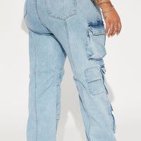 Fairfax High Rise Stretch Cargo Jeans - Light Wash