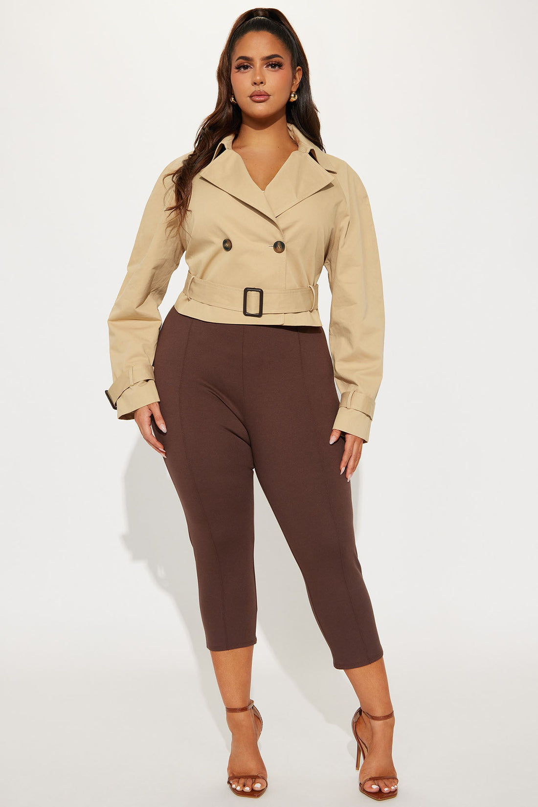 Charlie Belted Cropped Trench - Khaki