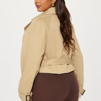 Charlie Belted Cropped Trench - Khaki