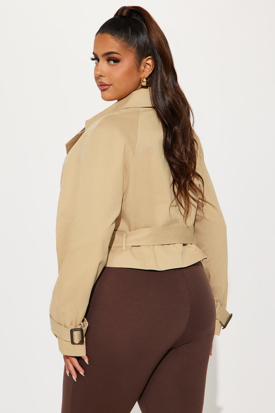 Charlie Belted Cropped Trench - Khaki