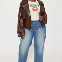 Daphne Faux Leather Cropped Trench - Chocolate