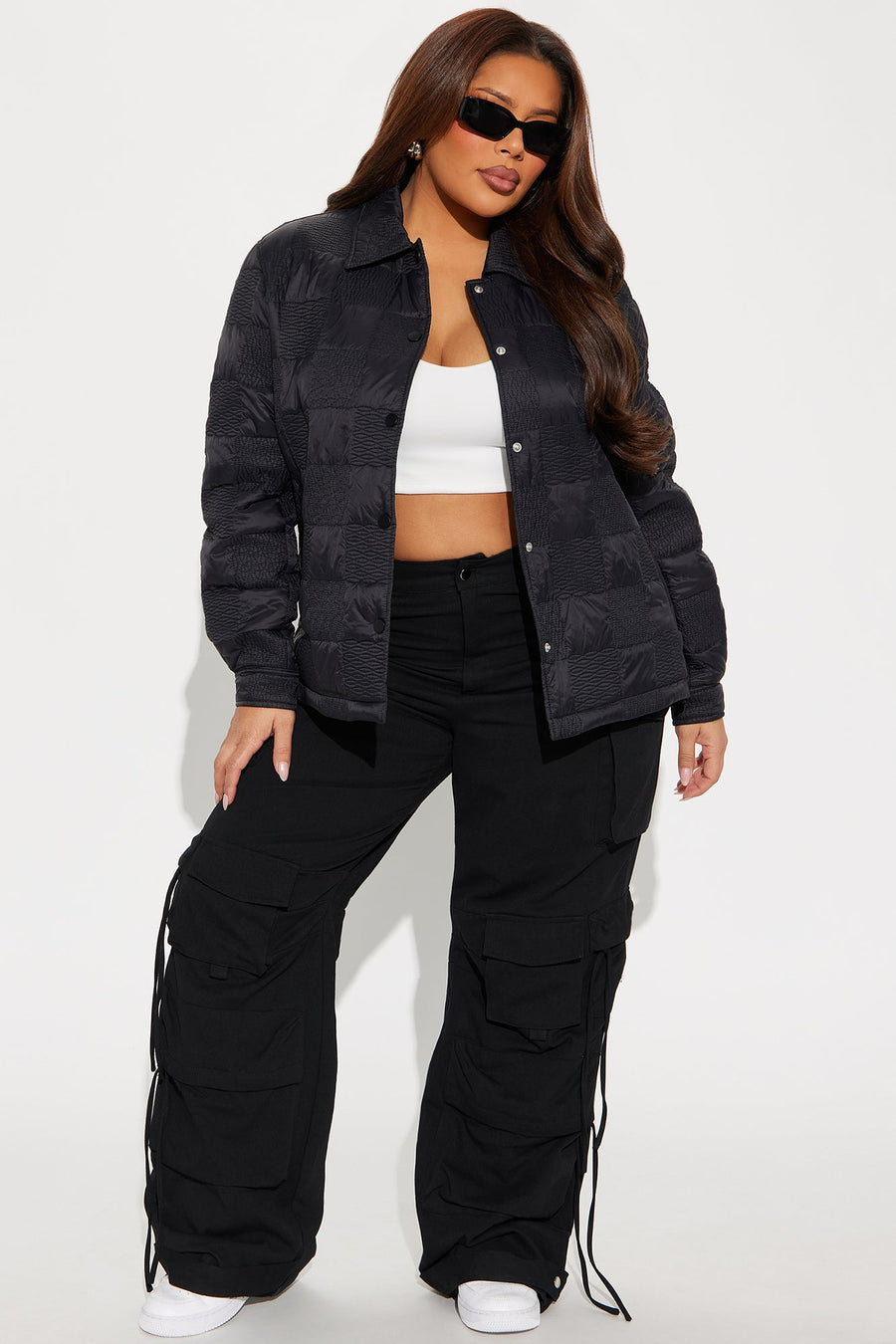 Snow Blanket Quilted Puffer Jacket - Black