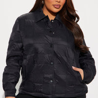 Snow Blanket Quilted Puffer Jacket - Black