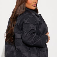 Snow Blanket Quilted Puffer Jacket - Black