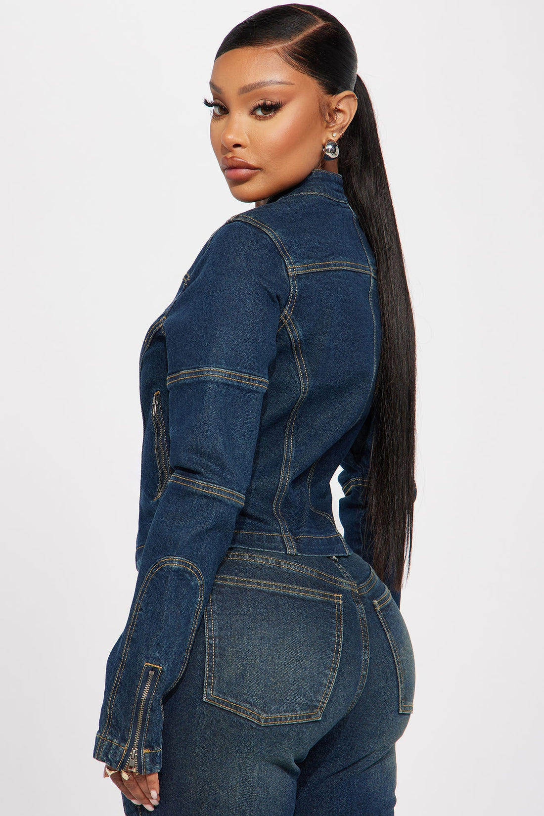 In The Running Denim Moto Jacket - Dark Wash
