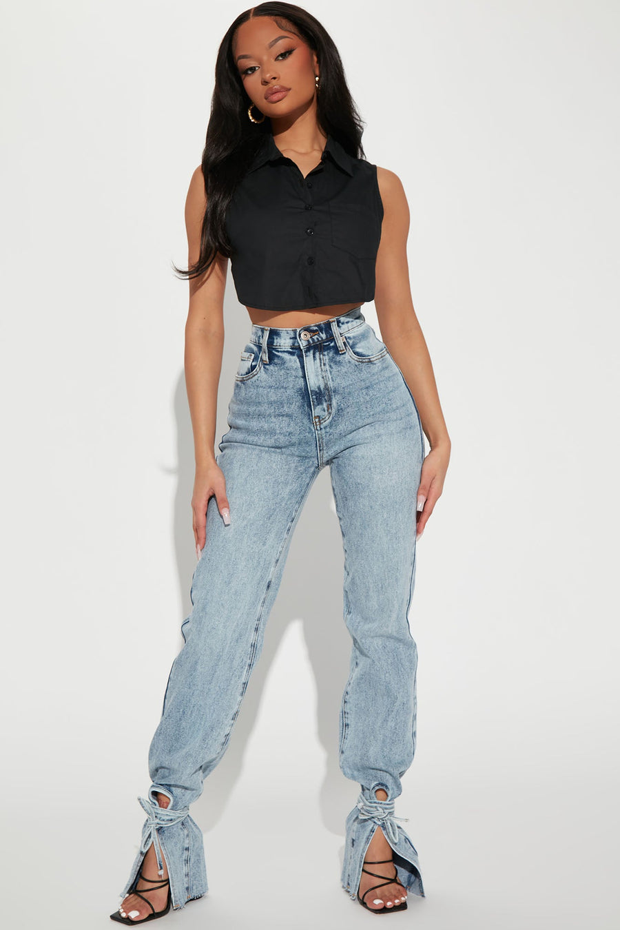 Tall All Tied Up Straight Leg Jeans - Medium Wash