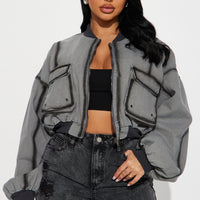 Expose The Fakes Washed Bomber - Grey/combo