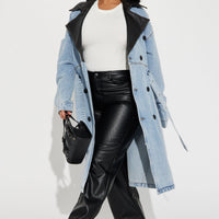 Downtown Living Trench Coat - Light Wash