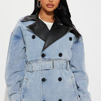 Downtown Living Trench Coat - Light Wash