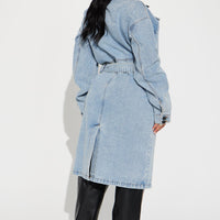 Downtown Living Trench Coat - Light Wash