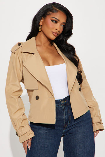 Simone Cropped Trench - Khaki