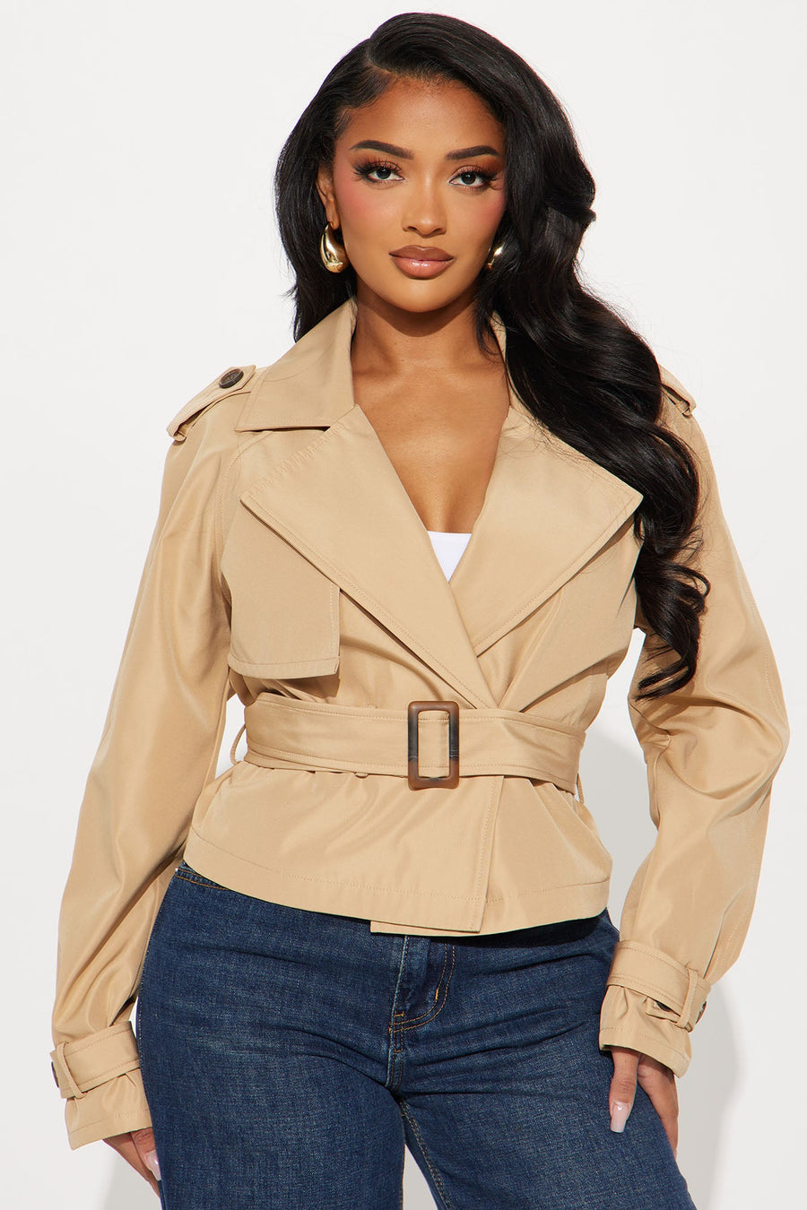 Simone Cropped Trench - Khaki