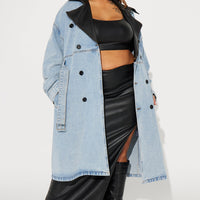 Downtown Living Trench Coat - Light Wash