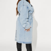 Downtown Living Trench Coat - Light Wash