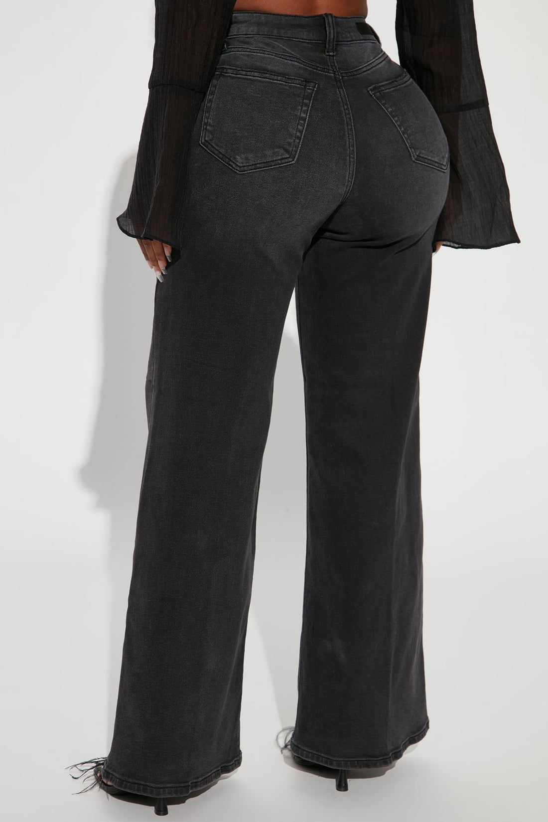 Time Well Spent Stretch Wide Leg Jeans - Black Wash