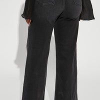 Time Well Spent Stretch Wide Leg Jeans - Black Wash
