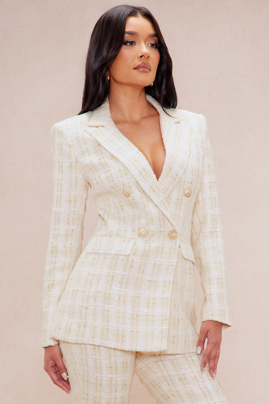 Ellie Tweed Blazer - Natural/Combo