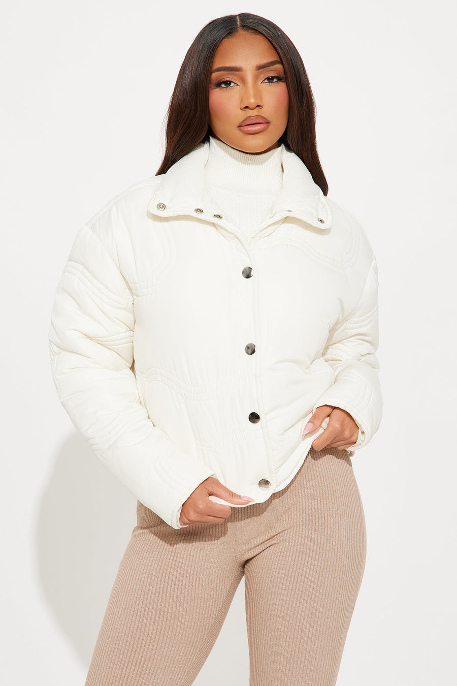 Sky High Light Weight Puffer Jacket - Cream