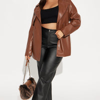 Mariah Belted Faux Leather Trench - Chocolate