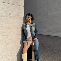 Follow My Lead Denim Trench - Dark Wash