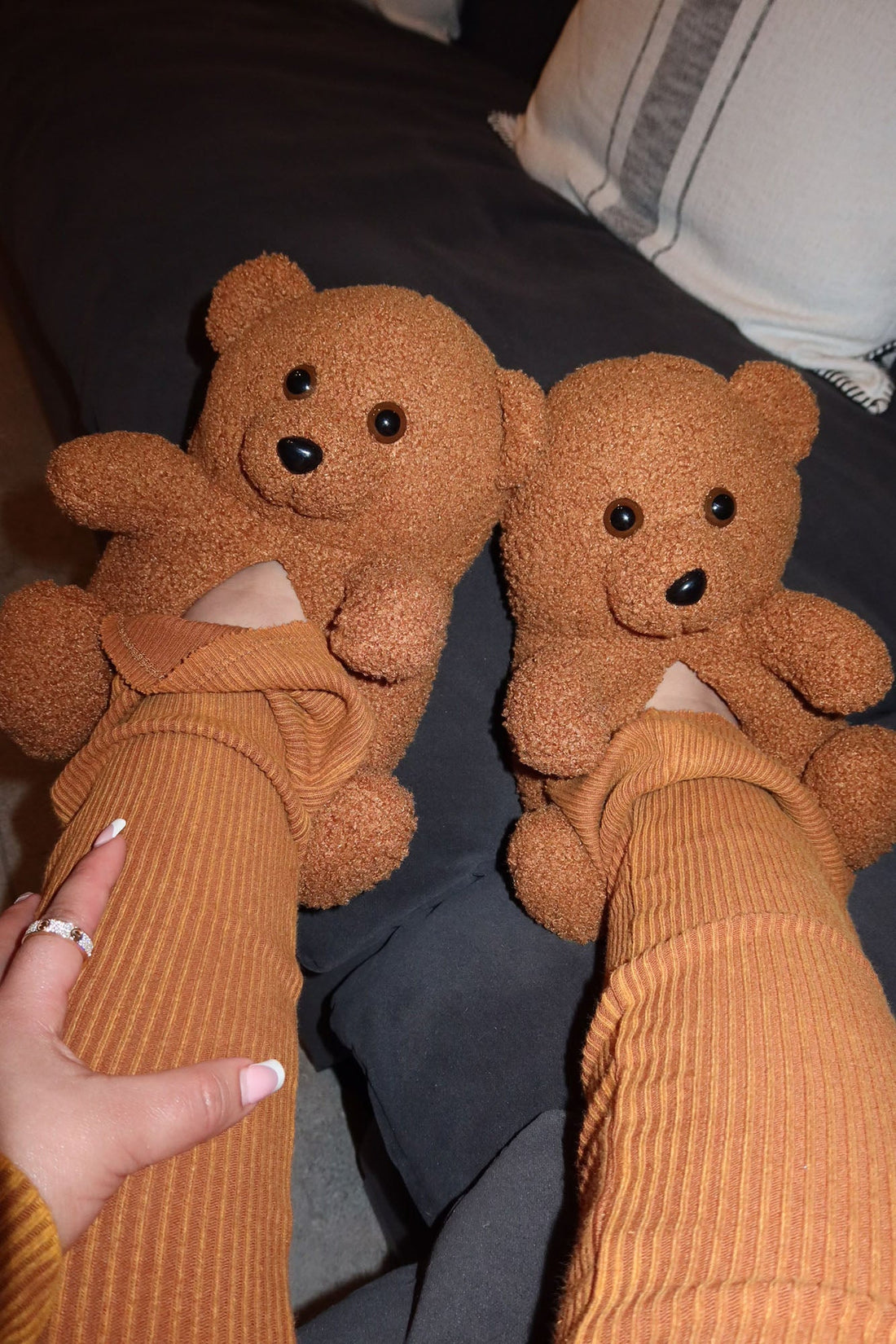 Beary Cute Sherpa Slippers - Tan