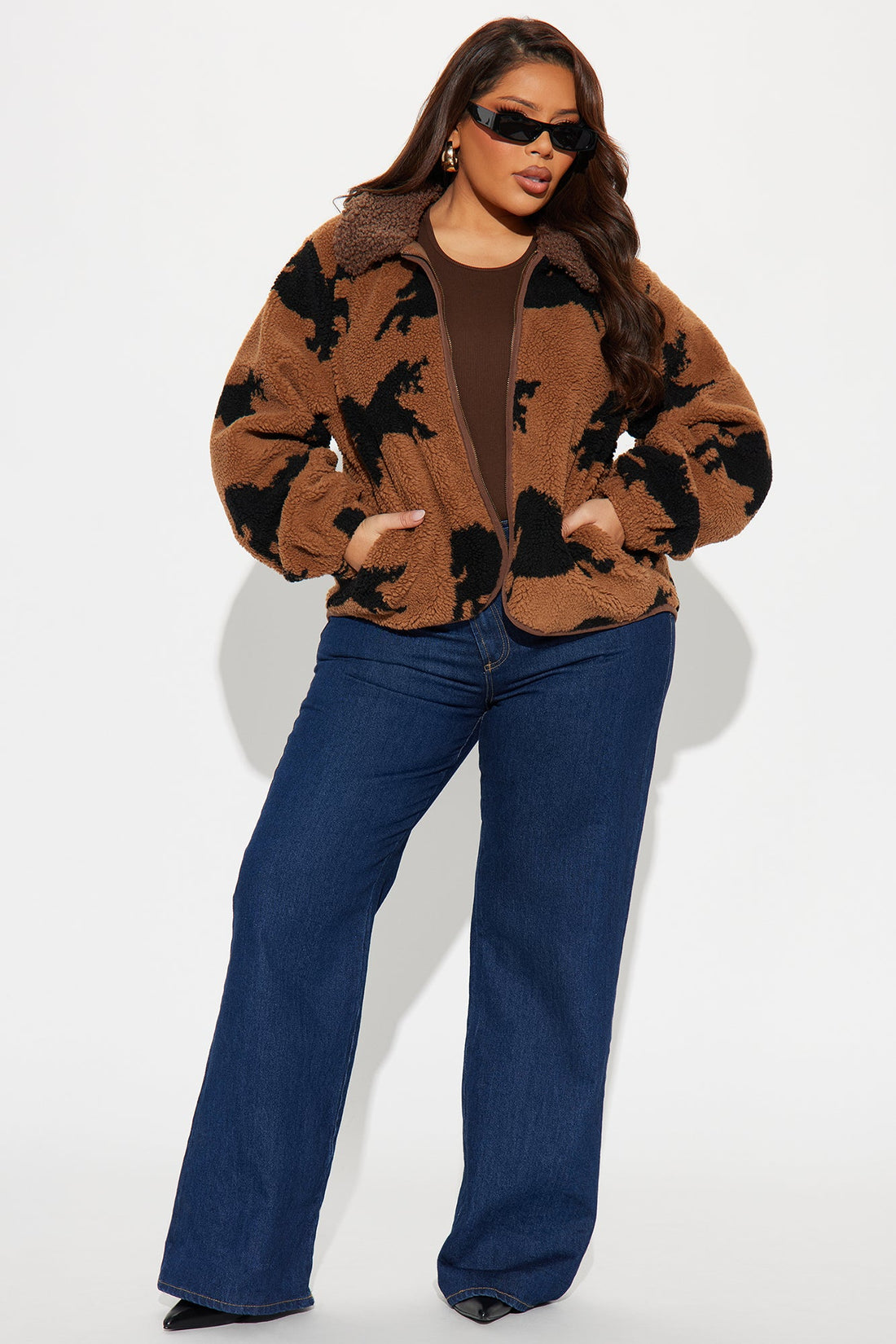 Running Wild Sherpa Jacket - Brown Combo