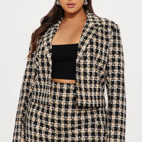 Old Money Rules Tweed Blazer - Black/combo