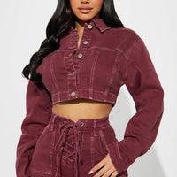 Bordeaux Stretch Denim Jacket - Wine