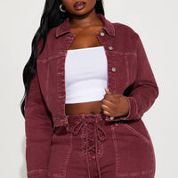 Bordeaux Stretch Denim Jacket - Wine