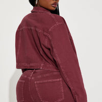 Bordeaux Stretch Denim Jacket - Wine