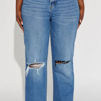 Cut Above The Rest Ripped Straight Leg Jeans - Medium Wash