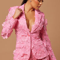 Denise Embroidered Blazer - Pink