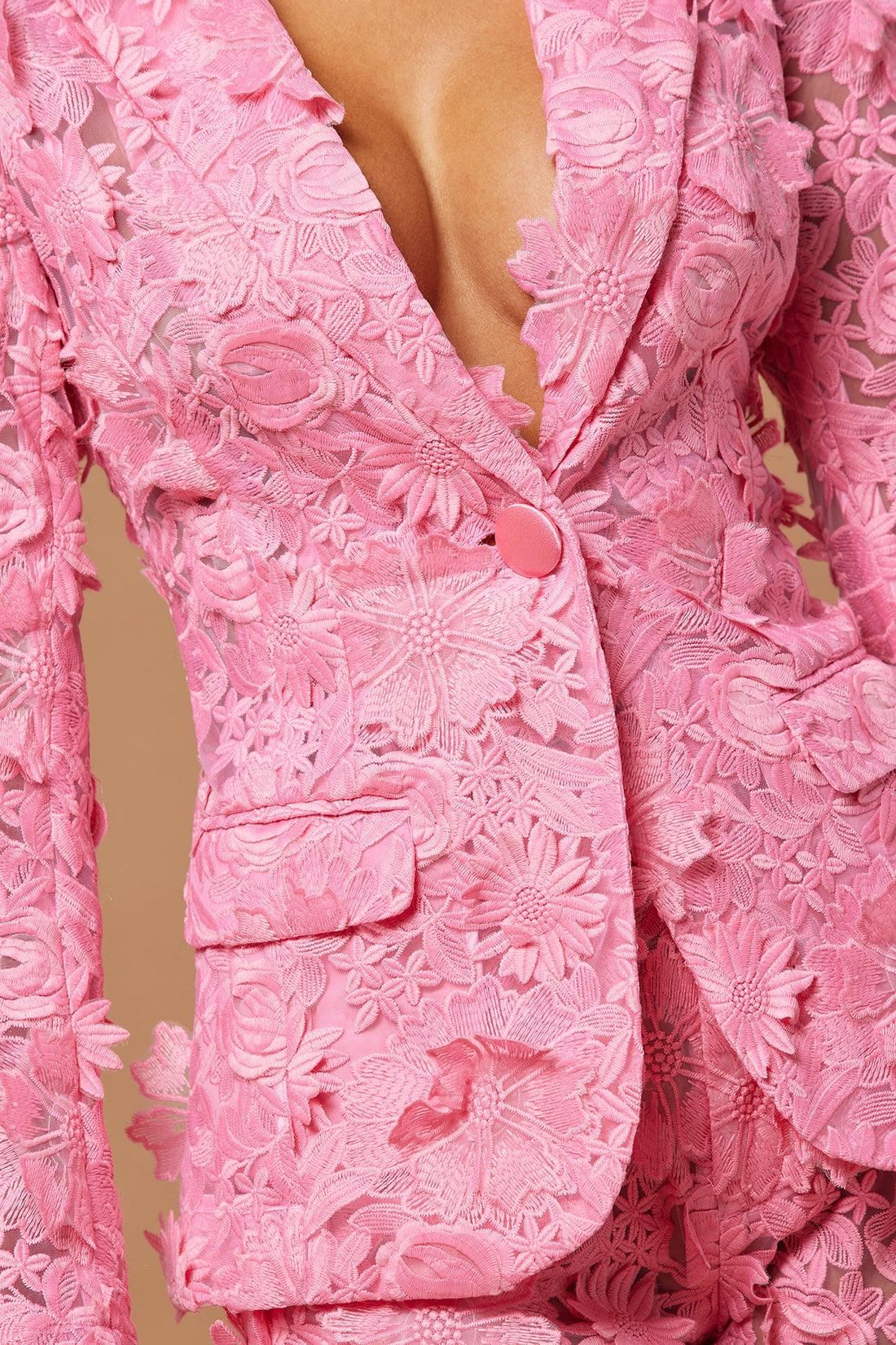 Denise Embroidered Blazer - Pink