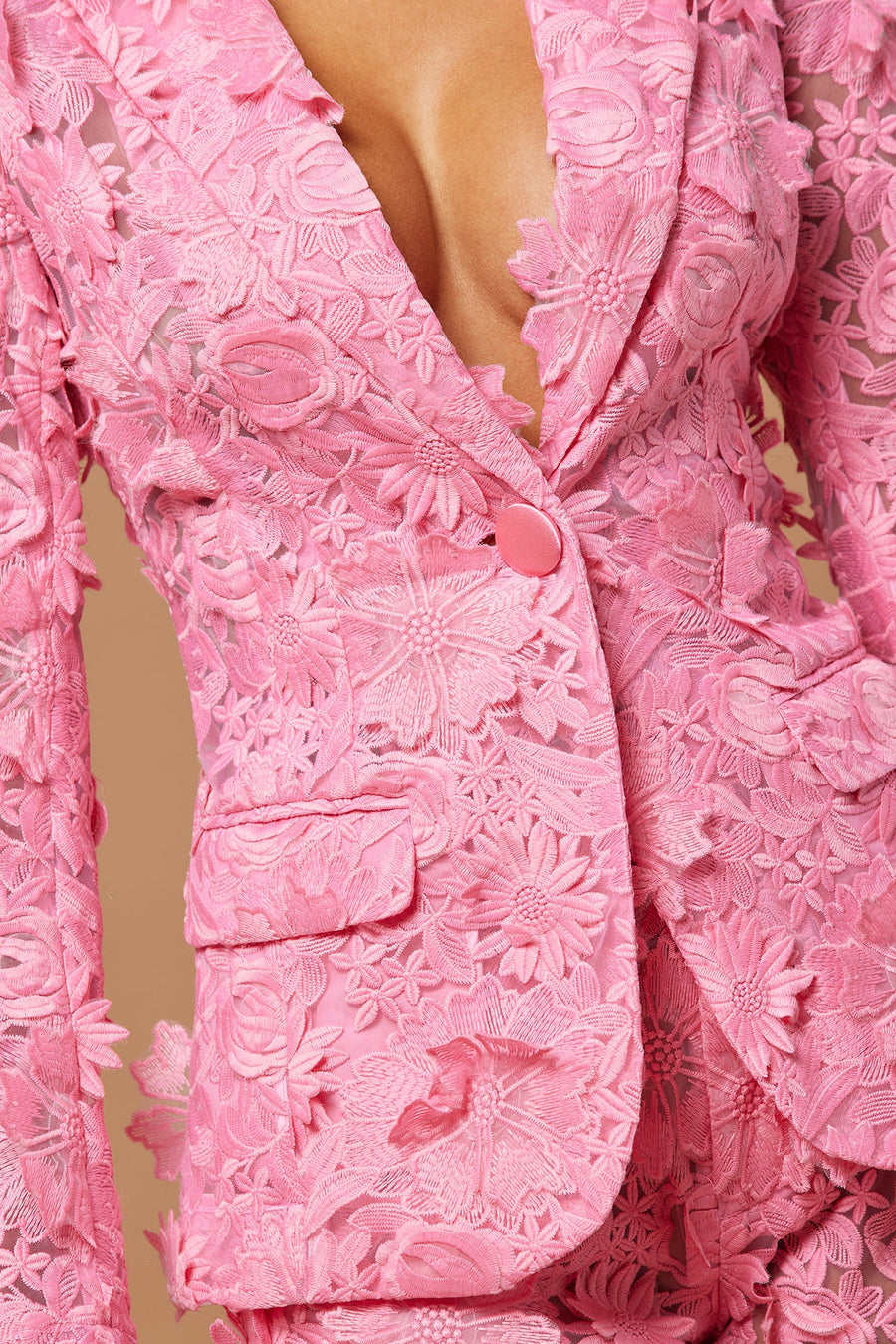Denise Embroidered Blazer - Pink