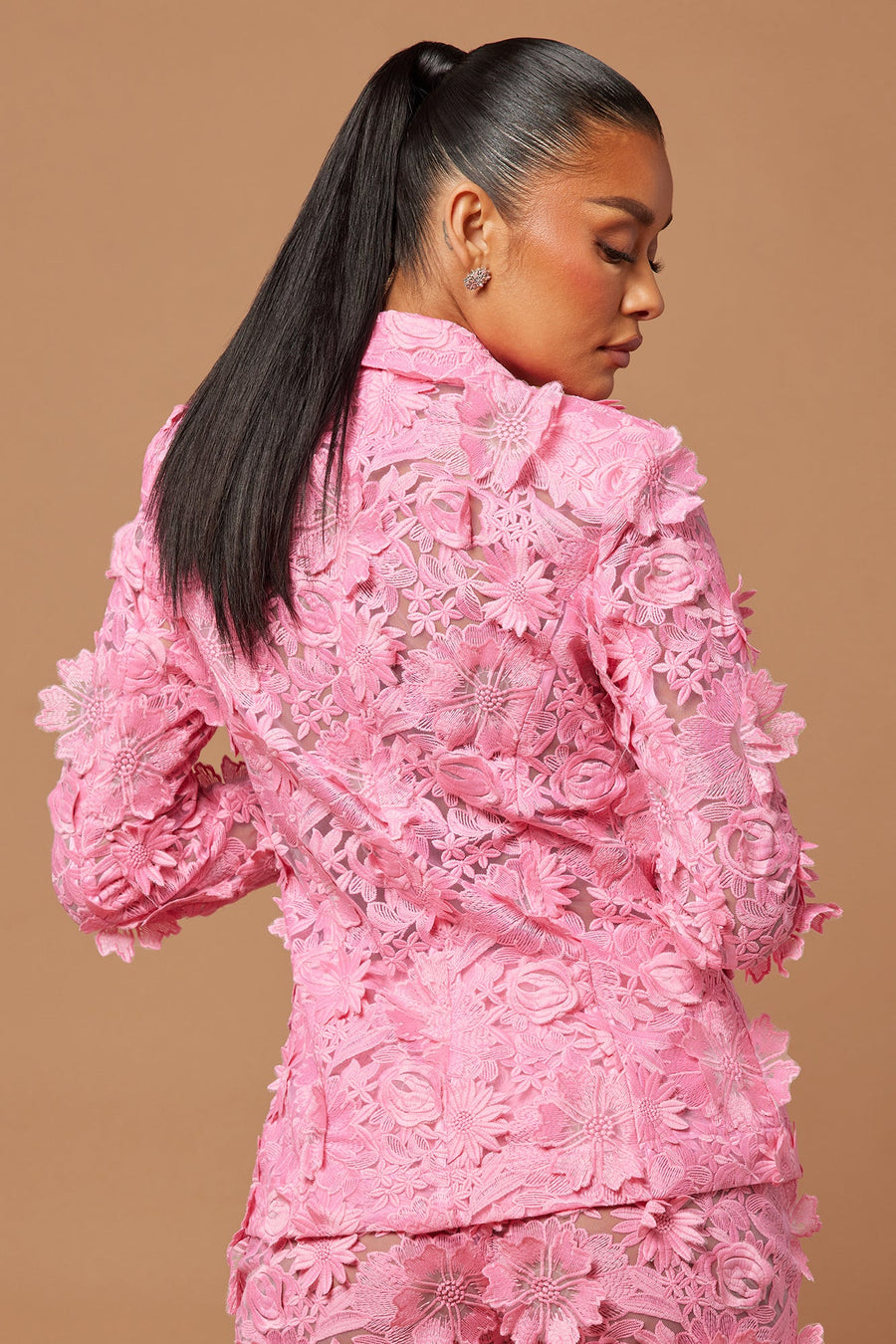 Denise Embroidered Blazer - Pink