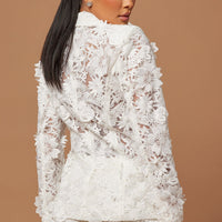 Denise Embroidered Blazer - White