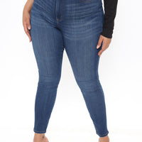 Curve Your Ways Skinny Jeans - Medium Blue Wash