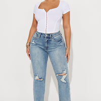 Tobi High Rise Mom Jeans - Medium Blue Wash