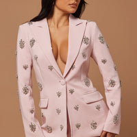 Verona Embellished Single Breasted Jacket - Rose