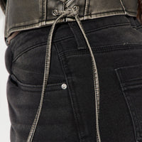Leona Faux Leather Lace Up Jacket - Black