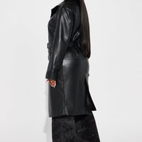 Take Me Home Tonight Faux Leather Trench - Black