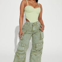 Billie Low Slung Cargo Jeans - Green