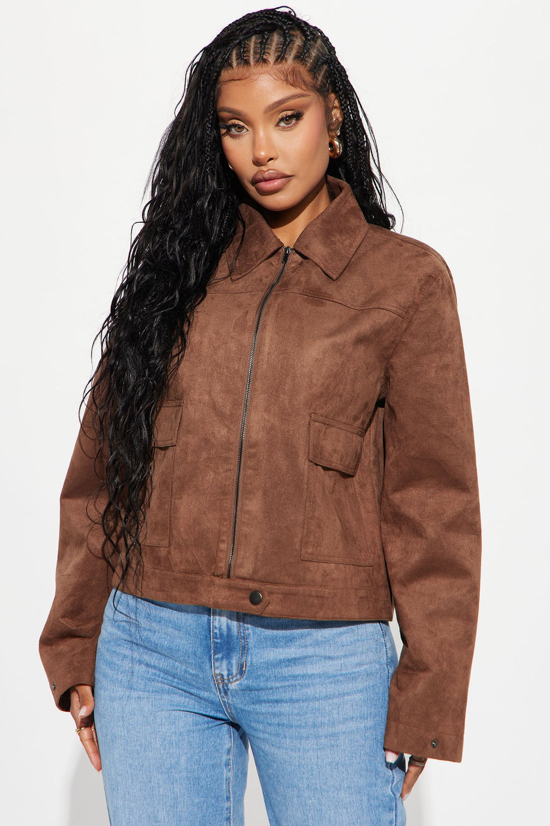 How It IS Faux Suede Jacket - Brown