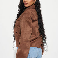 How It IS Faux Suede Jacket - Brown