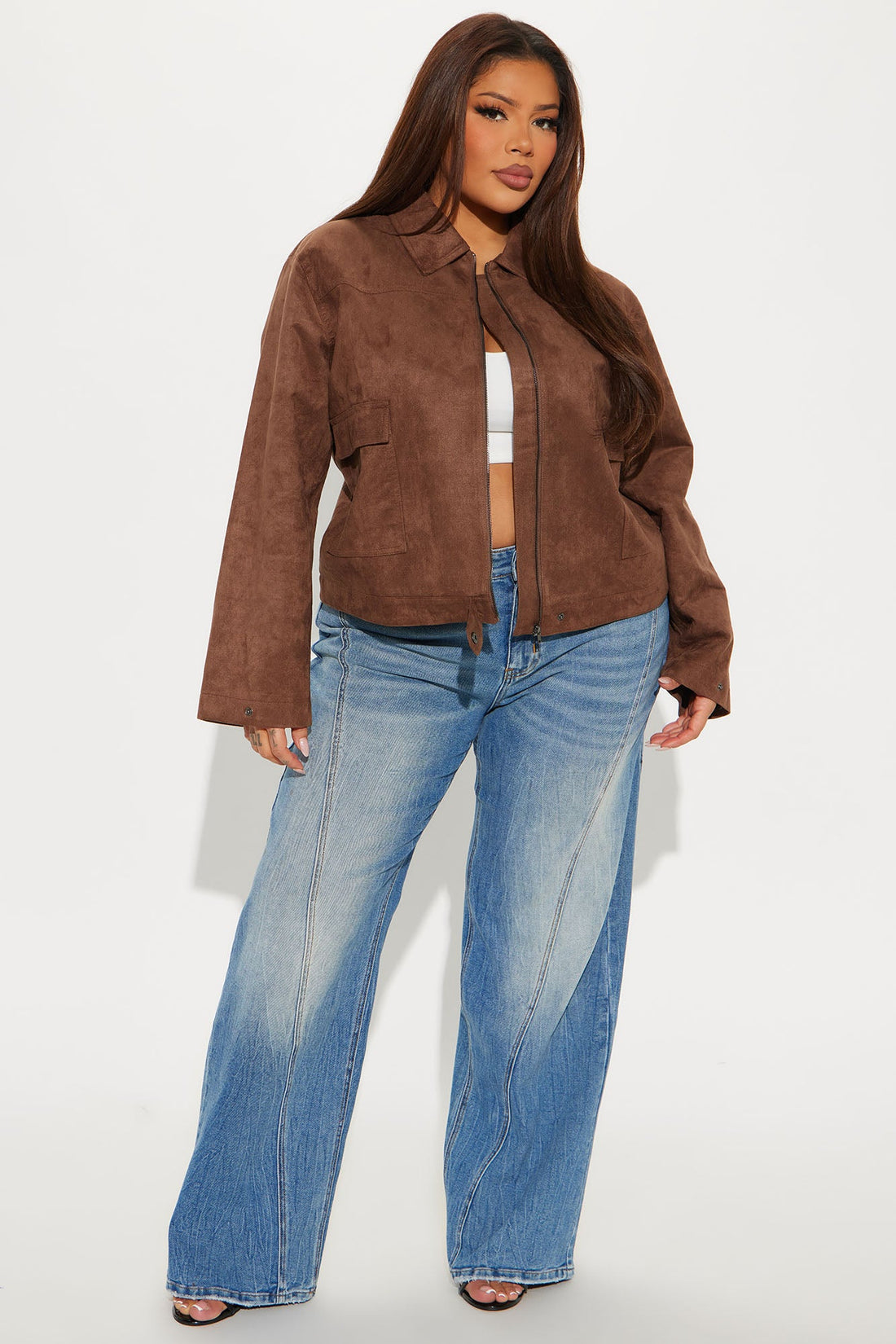 How It IS Faux Suede Jacket - Brown