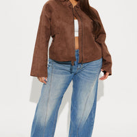 How It IS Faux Suede Jacket - Brown