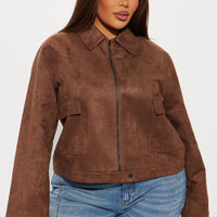 How It IS Faux Suede Jacket - Brown